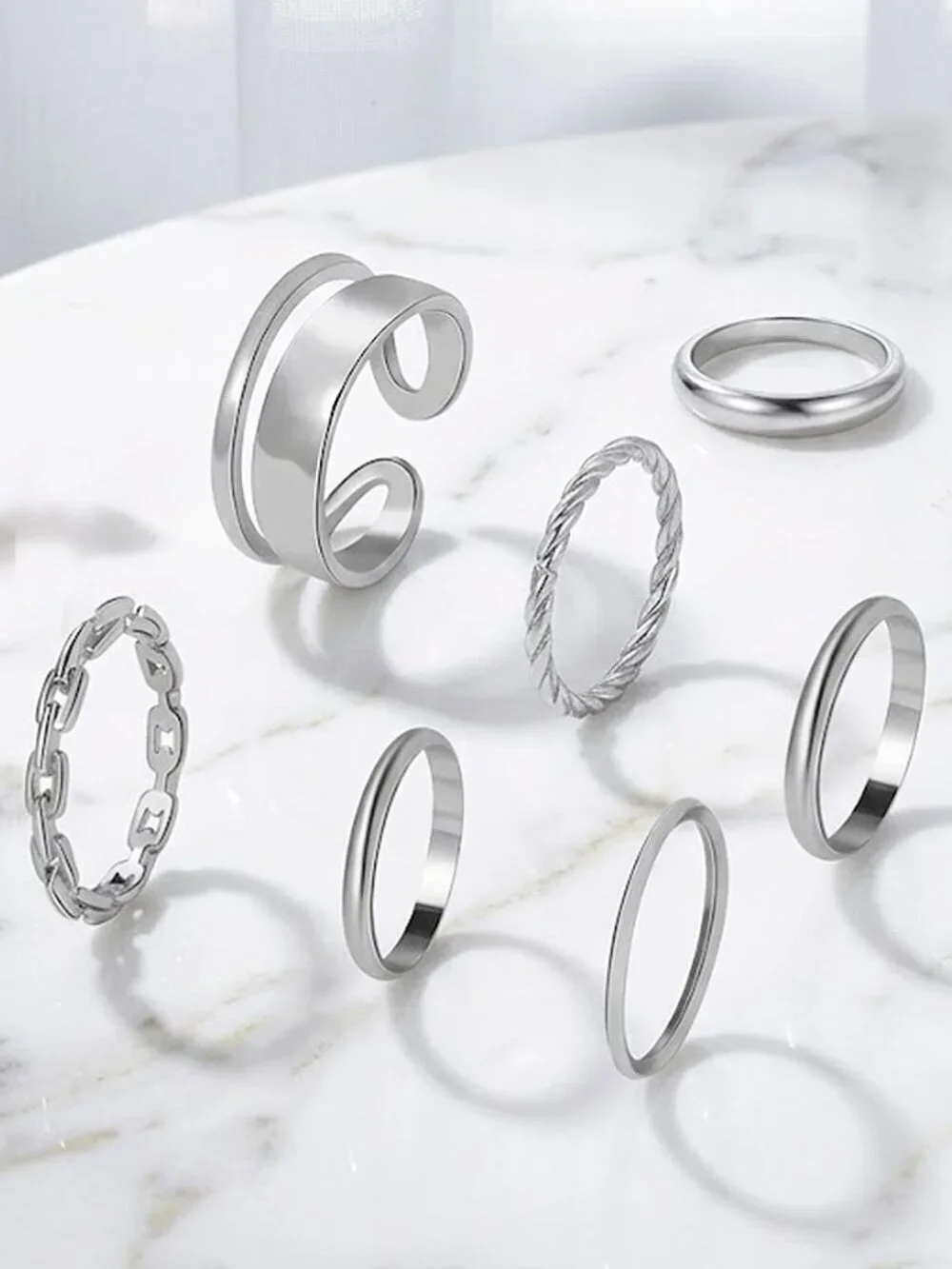 Women’s Fashionable Ring Set - Silver Ring Set